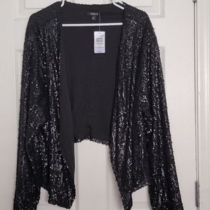 Torrid drape front sequin jacket sz.4 black
